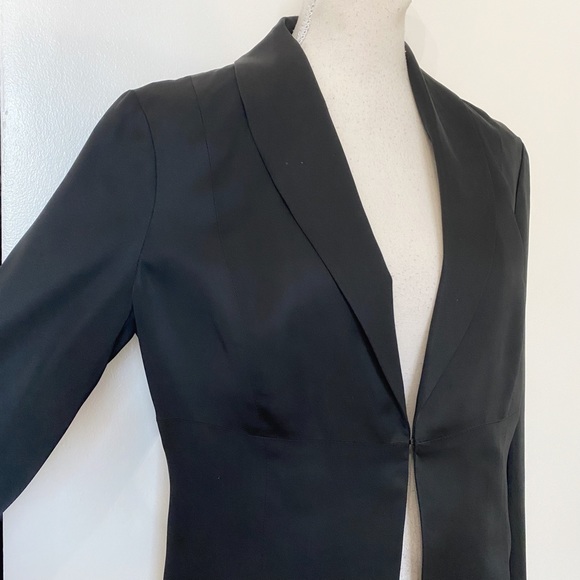 PENNYBLACK BY MAX MARA BLACK SHAWL LAPEL ACETATE LIGHTWEIGHT SATIN BLAZER - 10 - Picture 4 of 10